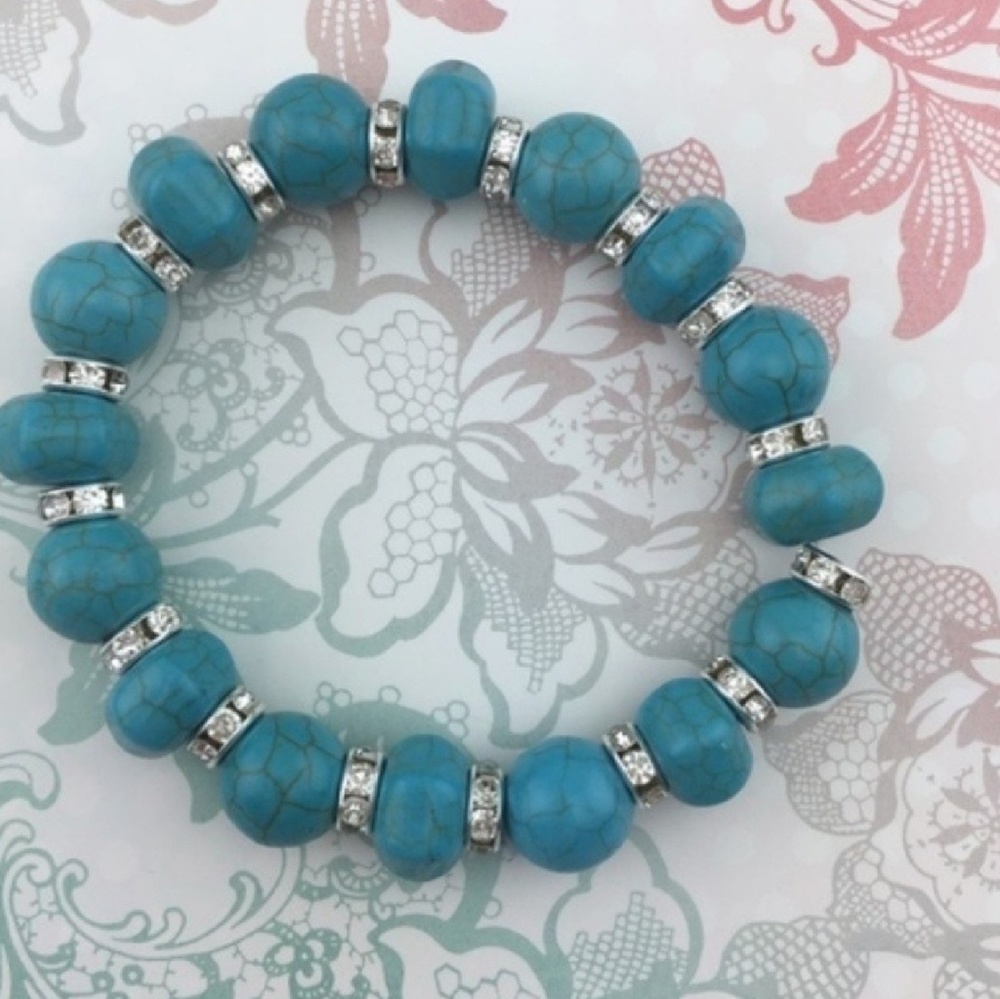 Turquoise Pave Crystal Stretch Bracelet